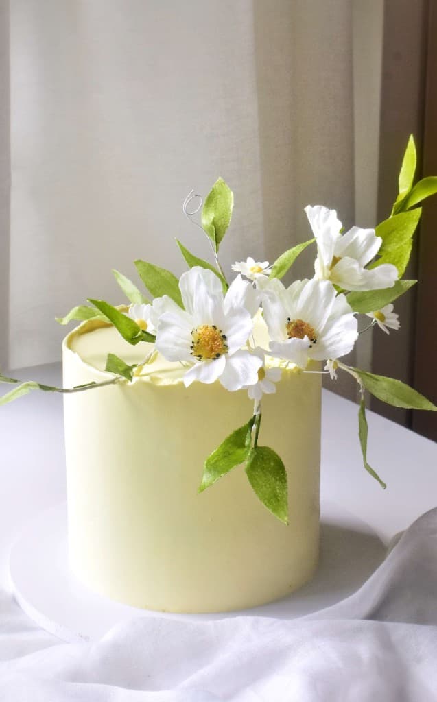Floral-topped birthday cake