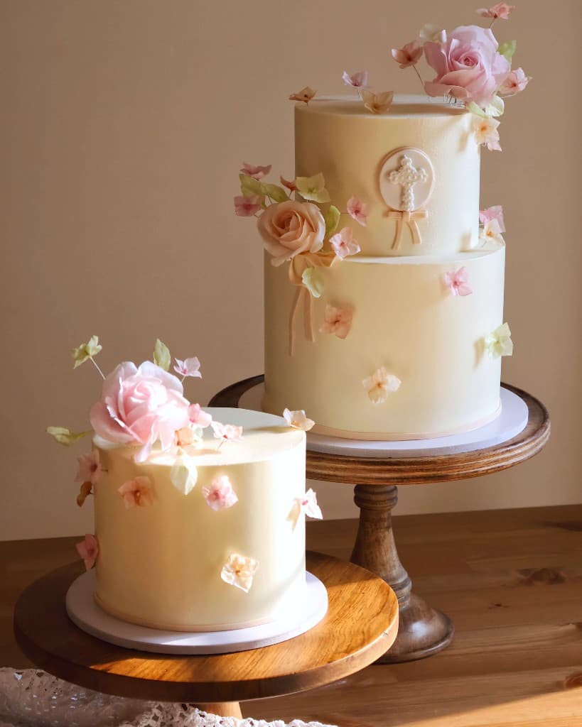 Pastel floral celebration cakes